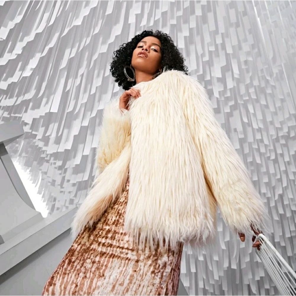 Solid Open Front Fuzzy Coat - Picture 2 of 11